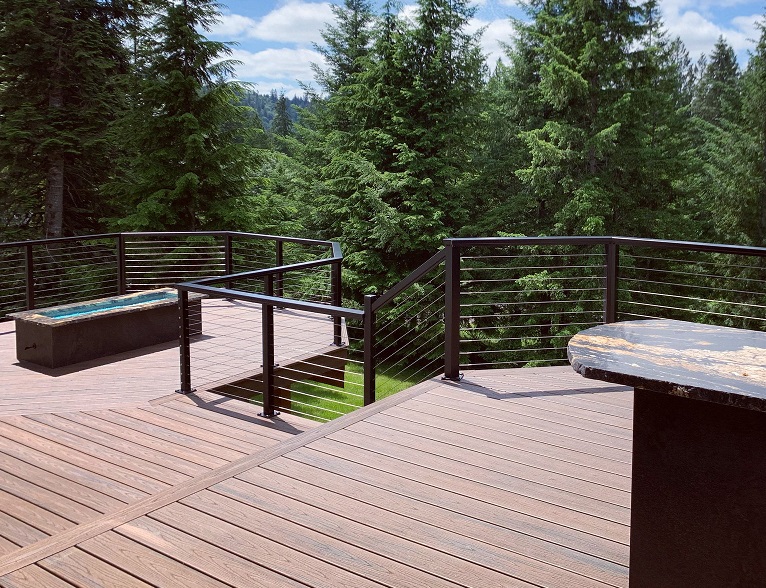 outdoor deck showing hand railings